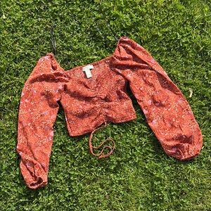 Forever 21 Terracotta Floral Knit Top